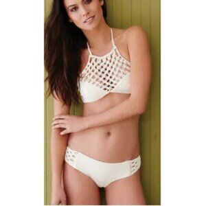 💕MIKOH💕 Macrame Woven Bikini Set ~ Bone XL NWT